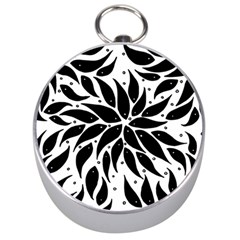 Flower Fish Black Swim Silver Compasses by Mariart