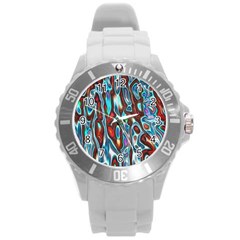 Dizzy Stone Wave Round Plastic Sport Watch (l) by Mariart