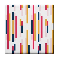 Geometric Line Vertical Rainbow Tile Coasters by Mariart