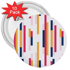 Geometric Line Vertical Rainbow 3  Buttons (10 Pack) 