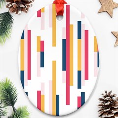 Geometric Line Vertical Rainbow Oval Ornament (two Sides) by Mariart