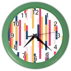 Geometric Line Vertical Rainbow Color Wall Clocks by Mariart