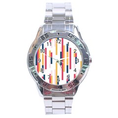 Geometric Line Vertical Rainbow Stainless Steel Analogue Watch by Mariart