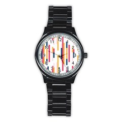 Geometric Line Vertical Rainbow Stainless Steel Round Watch by Mariart