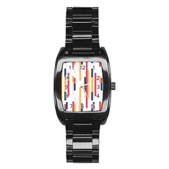 Geometric Line Vertical Rainbow Stainless Steel Barrel Watch