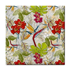 Flower Floral Red Green Tropical Tile Coasters