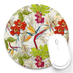 Flower Floral Red Green Tropical Round Mousepads