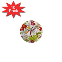 Flower Floral Red Green Tropical 1  Mini Magnet (10 Pack) 