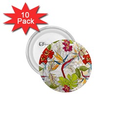 Flower Floral Red Green Tropical 1 75  Buttons (10 Pack)