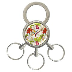 Flower Floral Red Green Tropical 3-ring Key Chains by Mariart