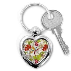 Flower Floral Red Green Tropical Key Chains (heart)  by Mariart