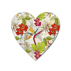 Flower Floral Red Green Tropical Heart Magnet by Mariart