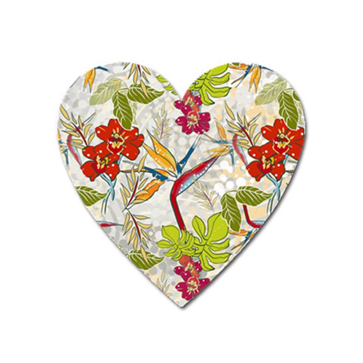 Flower Floral Red Green Tropical Heart Magnet