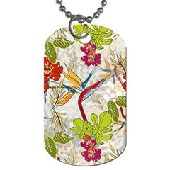 Flower Floral Red Green Tropical Dog Tag (one Side) by Mariart