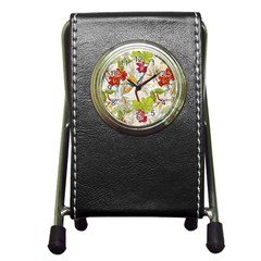 Flower Floral Red Green Tropical Pen Holder Desk Clocks