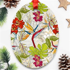 Flower Floral Red Green Tropical Oval Ornament (two Sides) by Mariart