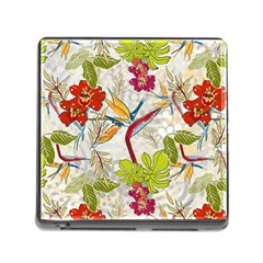 Flower Floral Red Green Tropical Memory Card Reader (square) by Mariart