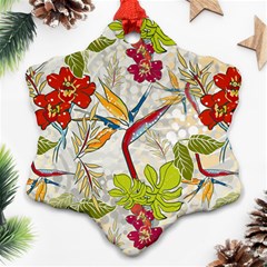 Flower Floral Red Green Tropical Ornament (snowflake) by Mariart