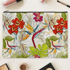 Flower Floral Red Green Tropical Cosmetic Bag (xxxl)  by Mariart