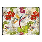 Flower Floral Red Green Tropical Double Sided Fleece Blanket (Small)  45 x34  Blanket Back