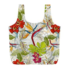 Flower Floral Red Green Tropical Full Print Recycle Bags (l)  by Mariart