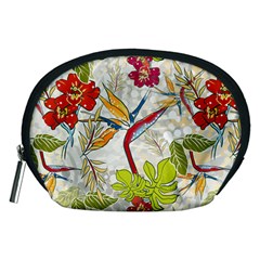 Flower Floral Red Green Tropical Accessory Pouches (medium)  by Mariart