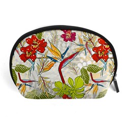 Flower Floral Red Green Tropical Accessory Pouches (large)  by Mariart