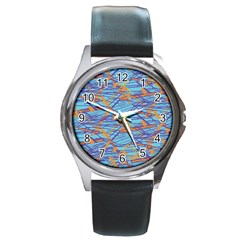 Geometric Line Cable Love Round Metal Watch by Mariart