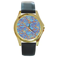 Geometric Line Cable Love Round Gold Metal Watch by Mariart