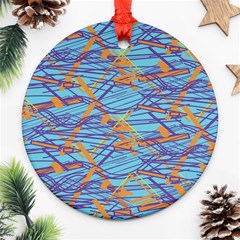 Geometric Line Cable Love Round Ornament (two Sides)