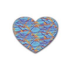 Geometric Line Cable Love Rubber Coaster (heart)  by Mariart