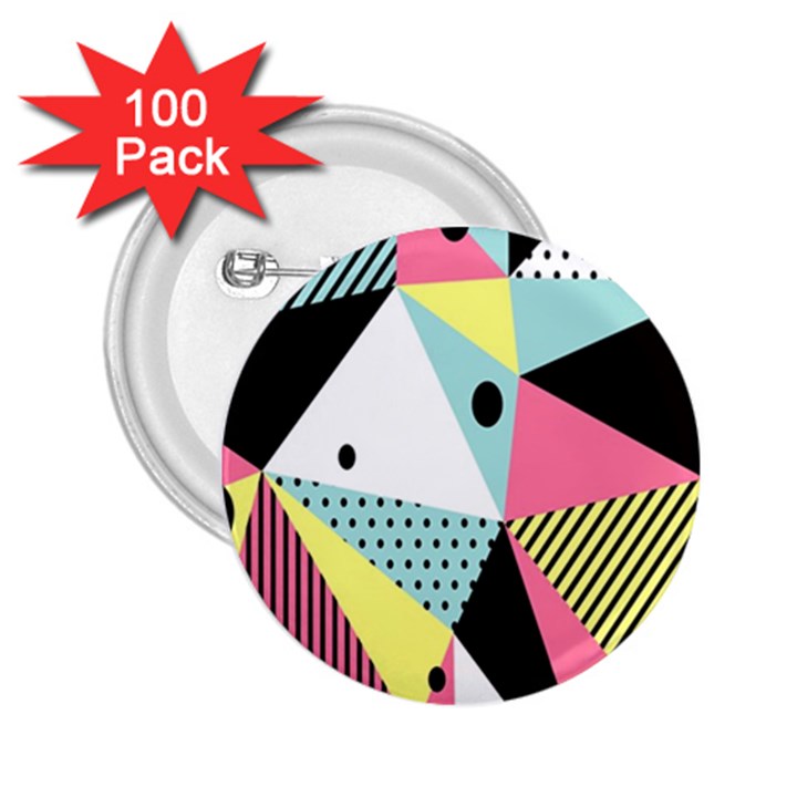 Geometric Polka Triangle Dots Line 2.25  Buttons (100 pack) 