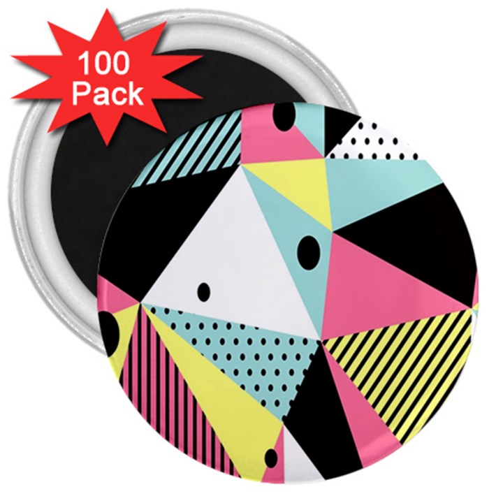 Geometric Polka Triangle Dots Line 3  Magnets (100 pack)