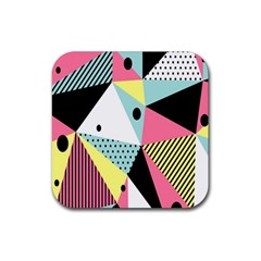 Geometric Polka Triangle Dots Line Rubber Coaster (square)  by Mariart