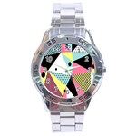 Geometric Polka Triangle Dots Line Stainless Steel Analogue Watch Front