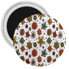 Flower Floral Sunflower Rose Pattern Base 3  Magnets by Mariart