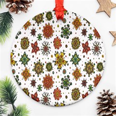 Flower Floral Sunflower Rose Pattern Base Ornament (round) by Mariart