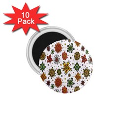 Flower Floral Sunflower Rose Pattern Base 1 75  Magnets (10 Pack)  by Mariart