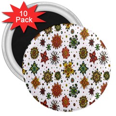 Flower Floral Sunflower Rose Pattern Base 3  Magnets (10 Pack) 