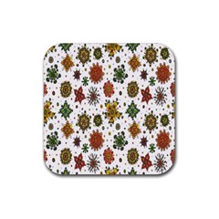 Flower Floral Sunflower Rose Pattern Base Rubber Coaster (square) 