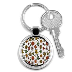 Flower Floral Sunflower Rose Pattern Base Key Chains (round)  by Mariart