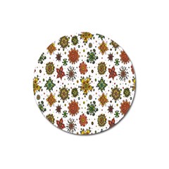 Flower Floral Sunflower Rose Pattern Base Magnet 3  (round)