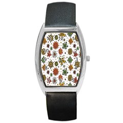 Flower Floral Sunflower Rose Pattern Base Barrel Style Metal Watch by Mariart