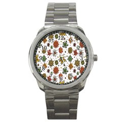 Flower Floral Sunflower Rose Pattern Base Sport Metal Watch by Mariart