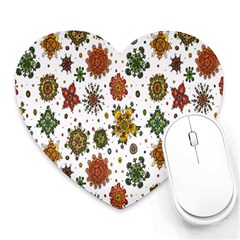 Flower Floral Sunflower Rose Pattern Base Heart Mousepads by Mariart