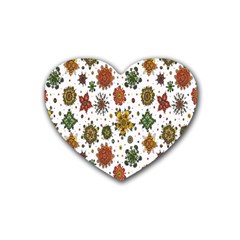 Flower Floral Sunflower Rose Pattern Base Heart Coaster (4 Pack)  by Mariart