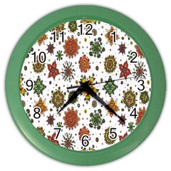 Flower Floral Sunflower Rose Pattern Base Color Wall Clocks by Mariart