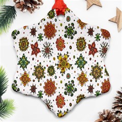 Flower Floral Sunflower Rose Pattern Base Snowflake Ornament (two Sides) by Mariart