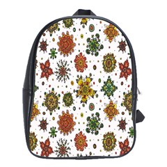 Flower Floral Sunflower Rose Pattern Base School Bags (xl)  by Mariart