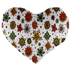 Flower Floral Sunflower Rose Pattern Base Large 19  Premium Heart Shape Cushions by Mariart